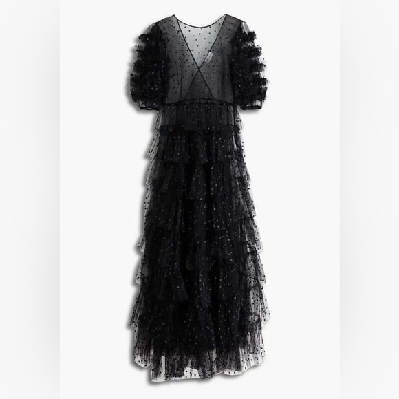 US 8 RED VALENTINO Tiered Glittered Tulle Maxi Dress NWT - Picture 4 of 14